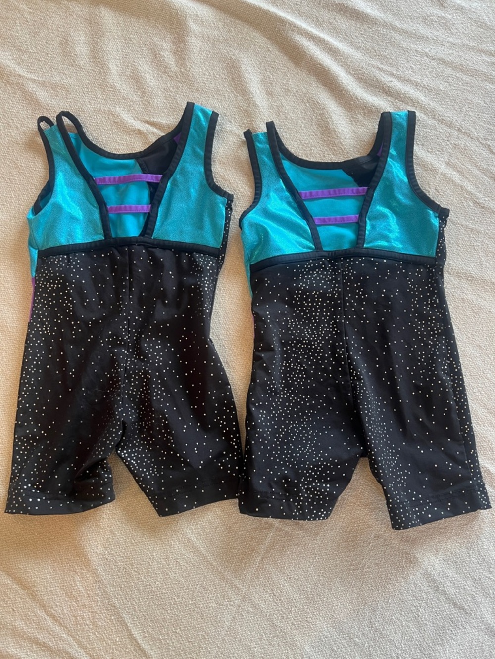Danskin Now Gymnastics Leotard Size 4/5 XS Pink Purple Black Stars Set of 3 - Picture 2 of 6